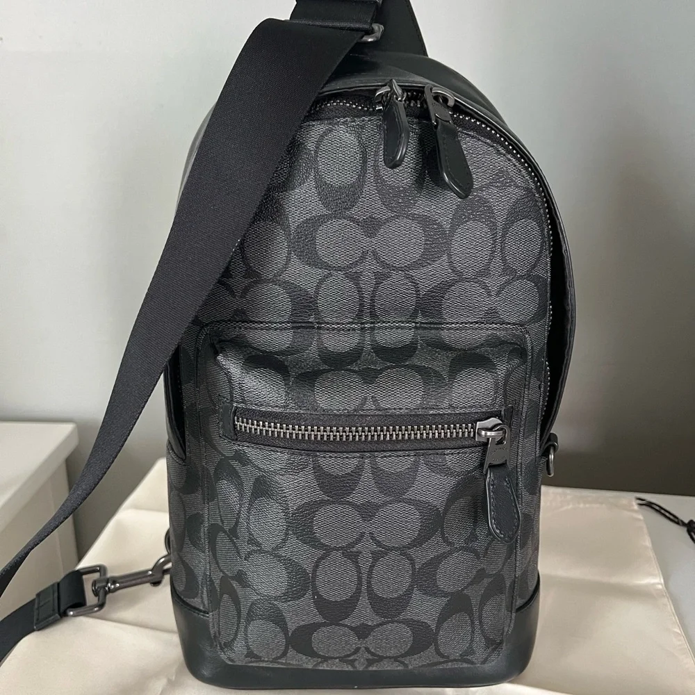 Coach Black and Gray Signature Backpack